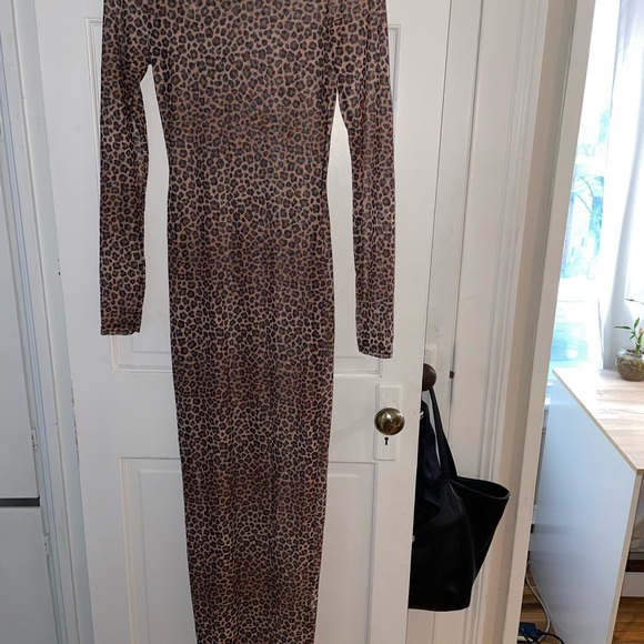 Pretty Little Things Leopard Print Mesh Long Dress - Picture 5 of 5